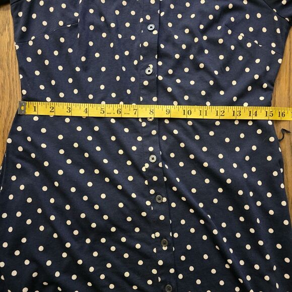 Boden Women's US 6P Navy Blue Polka Dot Short Sleeve Shirt Dress Belted *Flaw - Picture 14 of 16